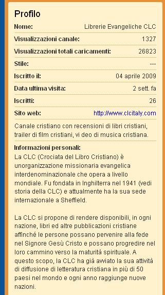 profilo su youtube della CLC